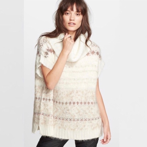 FREE PEOPLE Snow Bunny Fair Isle Sweater Ivory XS - Picture 2 of 7